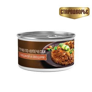 Гречка по-купечески с говядиной и овощами консервы Стародворье