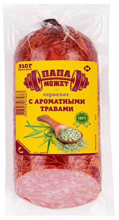 Колбаса СЕРВЕЛАТ С АРОМАТНЫМИ ТРАВАМИ 310г.jpg