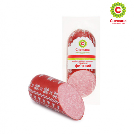  Варено-копченая колбаса Сервелат Финский Снежана