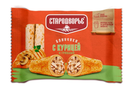 Блинчики с курицей и грибами шт. Стародворье