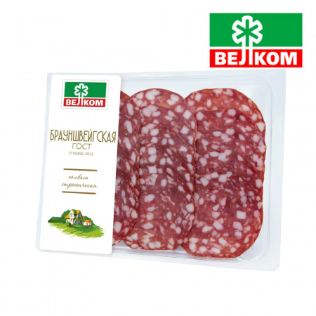 Нарезка колбаса Брауншвейгская сырокопченая полусухая Велком