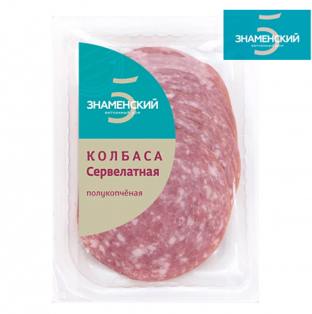 Нарезка колбаса варено-копченая Сервелатная Знаменский СГЦ