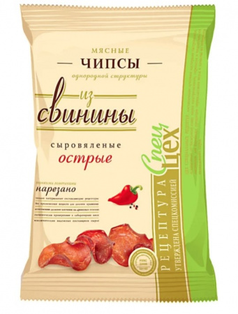 Чипсы мясные "Свиные сыровяленые Острые" шт. Егорьевская КГФ